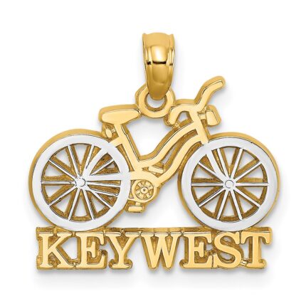 14k with White Rhodium KEY WEST Bicycle Charm