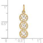 14k and White Rhodium Diamond-cut 3-Circle Charm - Image 3