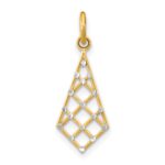 14K with White Rhodium Diamond-cut Small Criss-Cross Charm