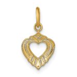 14k and White Rhodium Textured Mini Heart Charm - Image 4