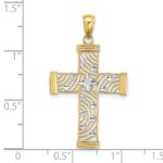 14K and White Rhodium Diamond-cut Stars Cut-Out Cross Charm - Image 3