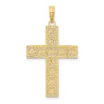 14K and White Rhodium Diamond-cut and Cut-Out Cross Charm - Image 4