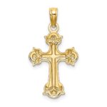 14K with Rhodium Diamond-cut Fleur-De-Lis Cross Charm - Image 4