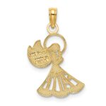 14K and White Rhodium Polished and Textured FAITH Angel Pendant - Image 4