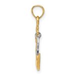 14k Two-Tone Polished Half Moon and Dangle Star Pendant - Image 2