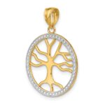 14k and White Rhodium Large Tree of Life Round Frame Charm - Image 5