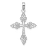 14k White Gold Filigree Cross Pendant - Image 3