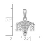 14K White Gold Textured RN Registered Nurse Caduceus Charm - Image 4