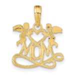14K Polished MOM with Heart and Angels Pendant - Image 4