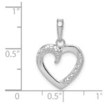 14K White Gold Polished and Textured Heart Pendant - Image 4