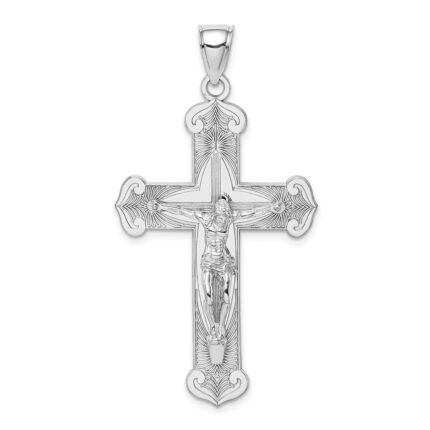 14K White Gold Crucifix Charm