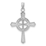 14K White Gold Beaded Celtic Iona Cross Charm - Image 4