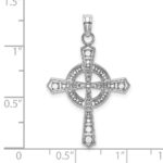 14K White Gold Beaded Celtic Iona Cross Charm - Image 3