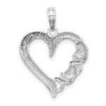 14K White Gold Polished -X- and Heart Pendant - Image 4