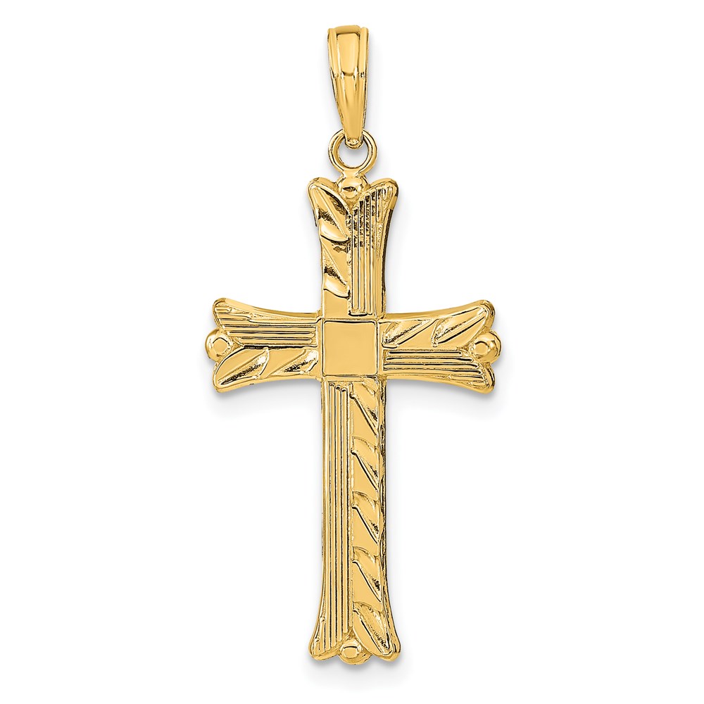 K9603.jpg 14K Textured with Square Center Cross Pendant - Image 1