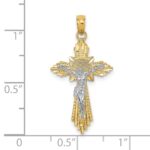 14K Two-tone Diamond-cut Crucifix Pendant - Image 2