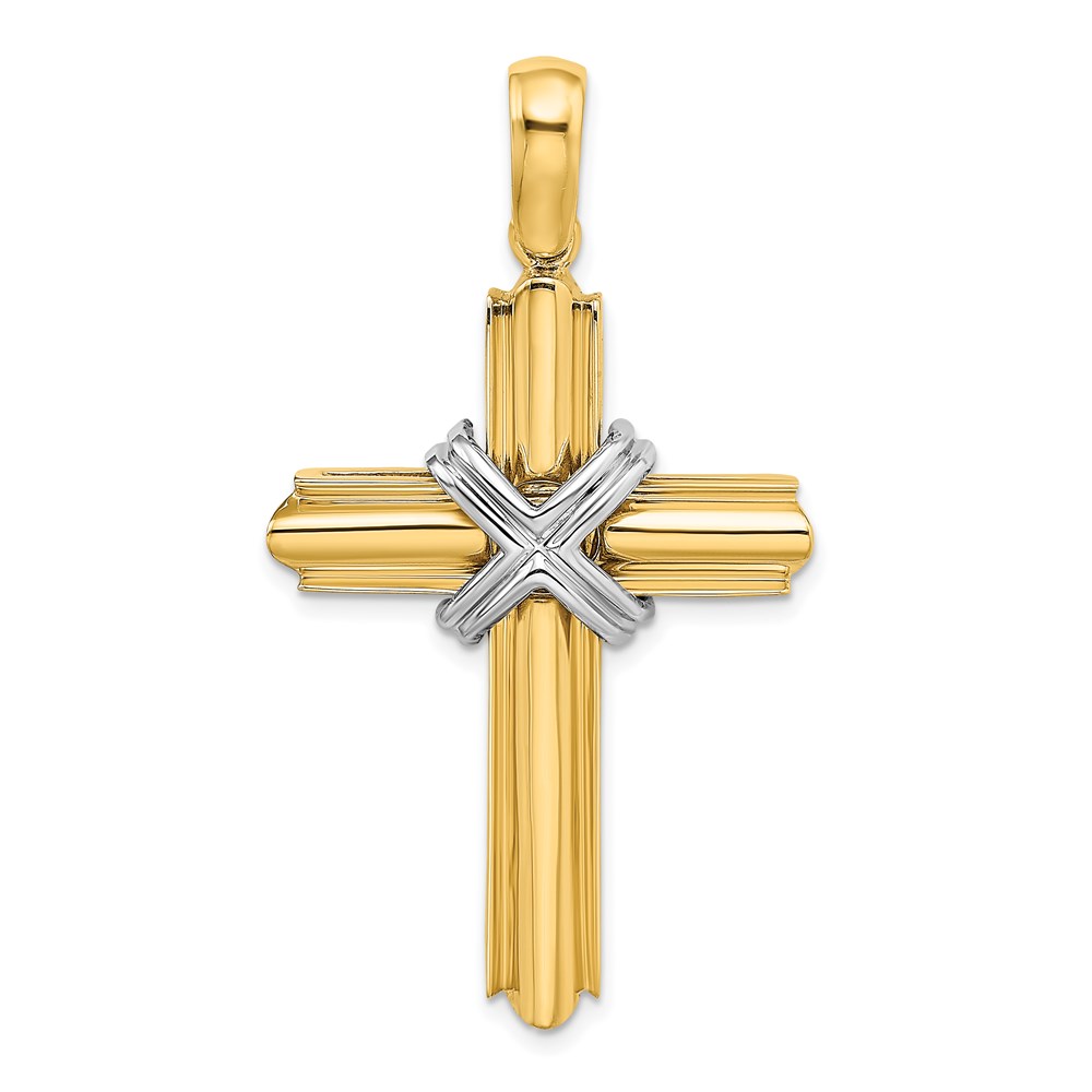 K9728.jpg 14K Two-tone -X- Center Polished Cross Pendant - Image 1