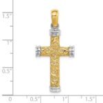 14K and White Rhodium Scroll with Double Endcaps Cross Charm - Image 3