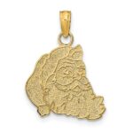 14K Textured Flat Santa Face Charm
