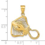 14K Polished and Textured Accent Stingray Charm - Image 3