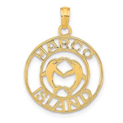 14K MARCO ISLAND with Dolphins Circle Pendant