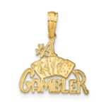 14K #1 GAMBLER with Cards Pendant