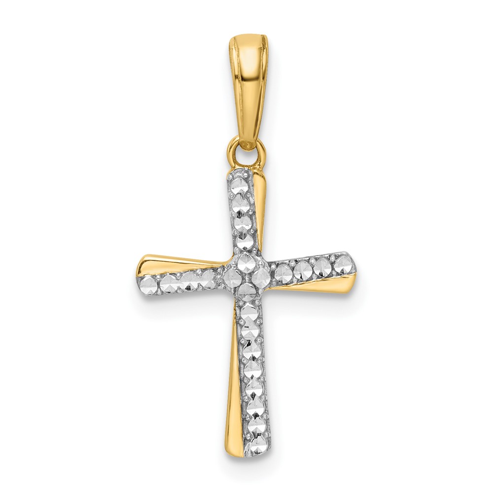 K9789.jpg 14K and White Rhodium Diamond-cut Cross Pendant - Image 1