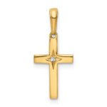14K and White Rhodium Diamond-cut Cross Pendant