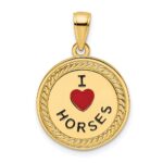 14K I HEART HORSES / I HEART RIDING Red Enameled Reversible Pendant - Image 7