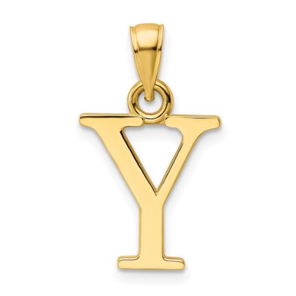 14K Polished Letter Y Pendant