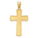 14K Large Polished Beaded Cross Pendant - Image 3