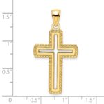 14K Medium Polished Beaded Cut-out Cross Pendant - Image 4