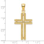 14K Polished Beaded Cross Pendant - Image 4
