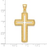 14k Large Polished Beaded Cut-out Cross Pendant - Image 3