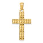 14K Polished and Textured Cross Pendant