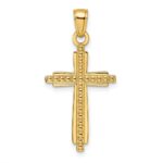 14K Polished & Textured Fancy Cross Pendant