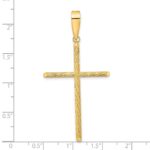 14K Polished and Textured Fancy Cross Pendant - Image 3