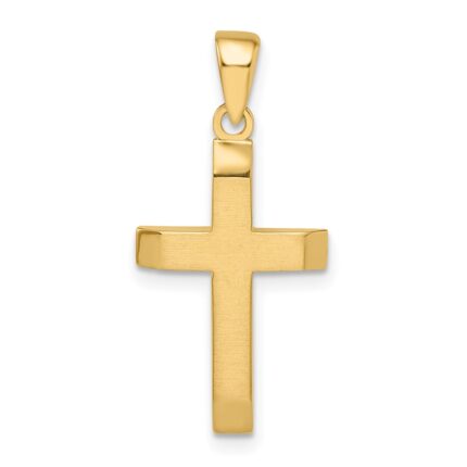 14k Satin/Polished Beveled Small Latin Cross Pendant