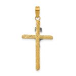 14K and White Rhodium Polished and Textured INRI Crucifix Cross Pendant - Image 4