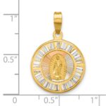14K with Rose and White Rhodium Polished Baguette CZ Our Lady of Guadalupe Round Pendant - Image 3