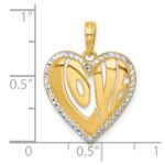 14k with White Rhodium Polished Cut-out LOVE In Heart Pendant - Image 4