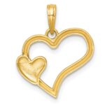 14k with White Rhodium Polished Heart Shape with Mini Heart Pendant - Image 3