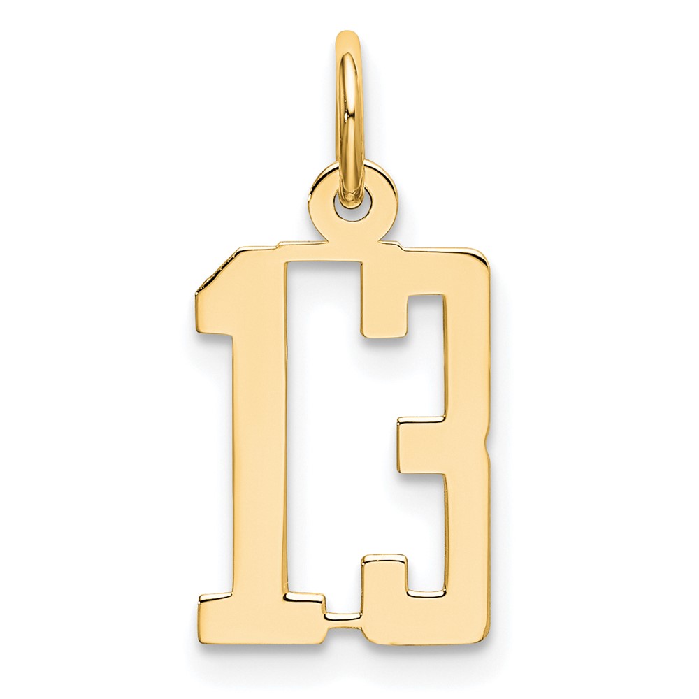 LES13.jpg 14k Small Elongated Number 13 Charm - Image 1