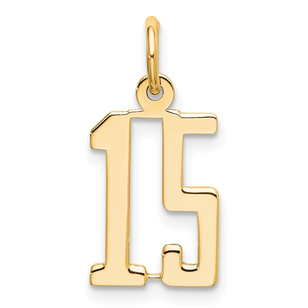 LES15.jpg 14k Small Elongated Number 15 Charm - Image 1