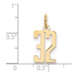 14k Small Elongated Number 32 Charm - Image 3