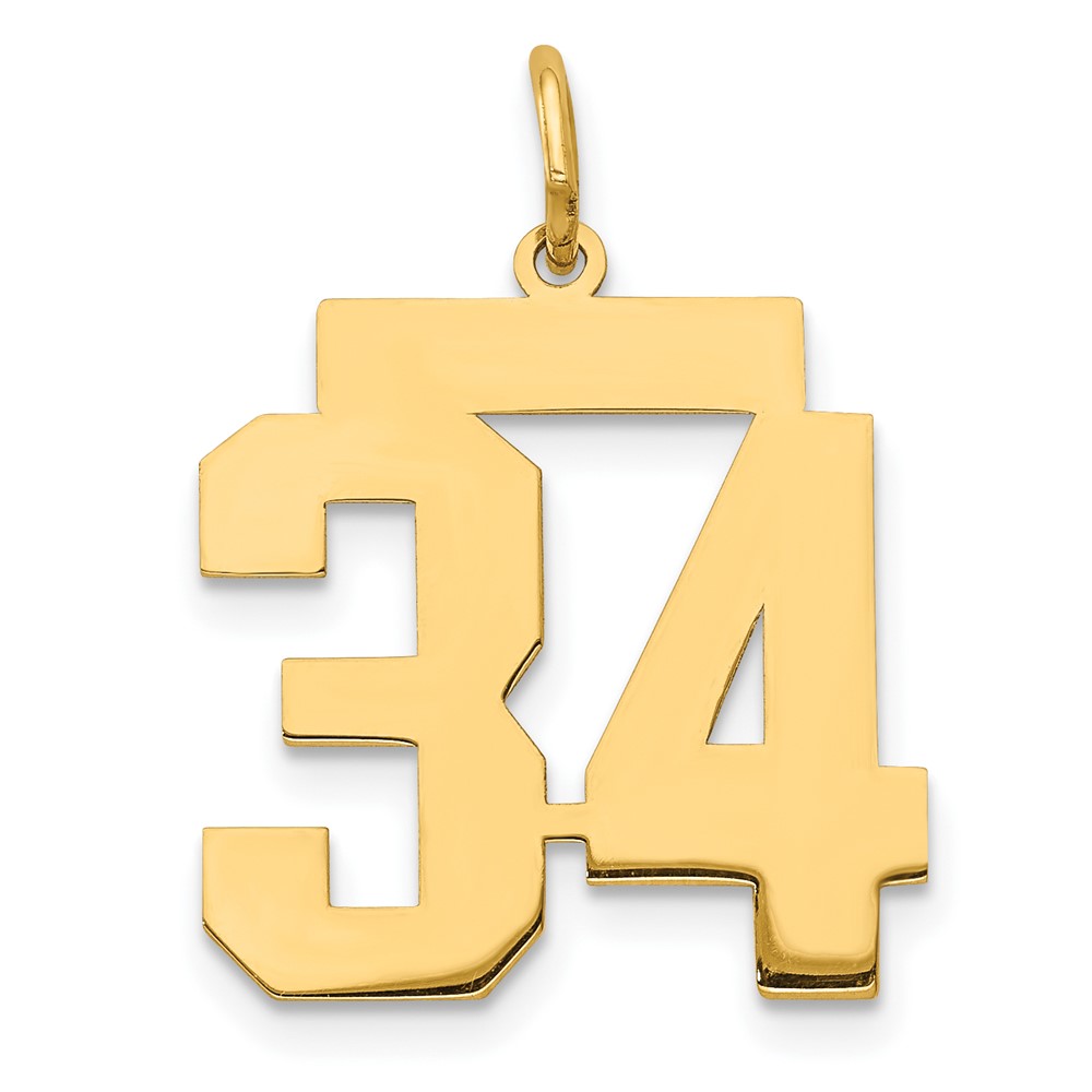 LM34.jpg 14k Medium Polished Number 34 Charm - Image 1