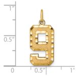 14k Large Brushed Diamond-cut  Number 9 Charm - Image 4