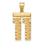 14k Large Brushed Diamond-cut Number 11 Charm