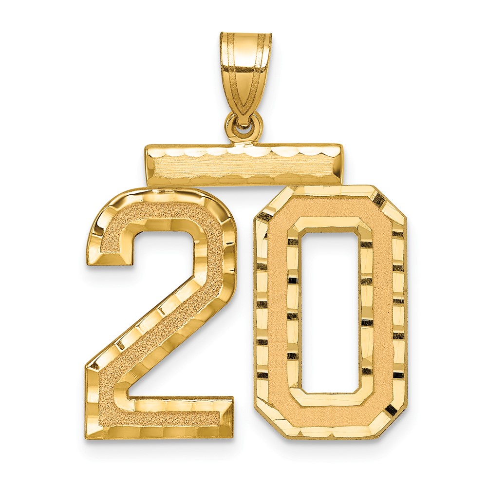 LN20.jpg 14k Large Brushed Diamond-cut Number 20 Charm - Image 1