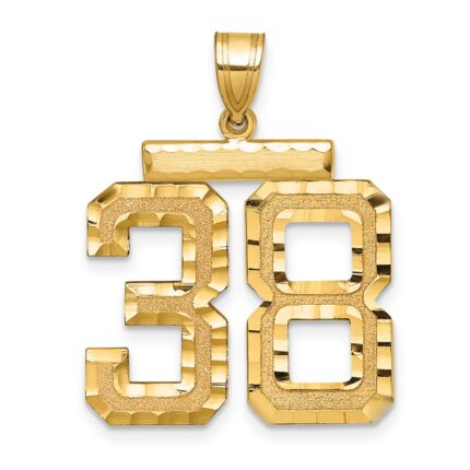 14k Large Brushed Diamond-cut Number 38 Charm